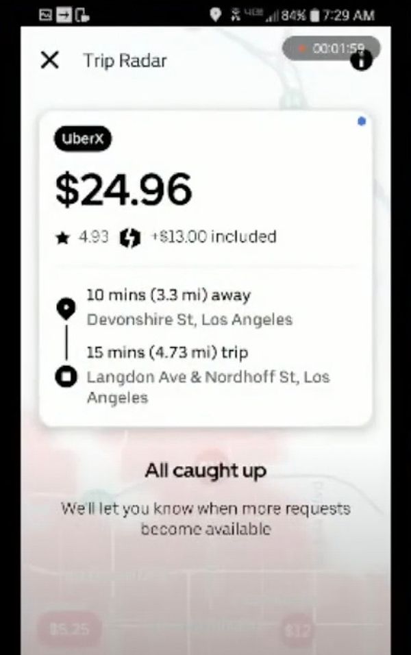 Uber driver made $24.96 for 25 minutes